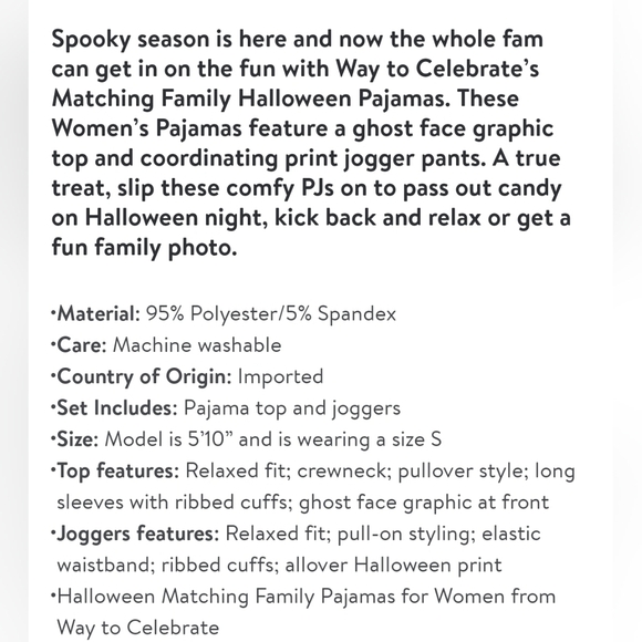 Way to Celebrate Halloween Matching Pajama 2-Piece Set - Picture 14 of 14